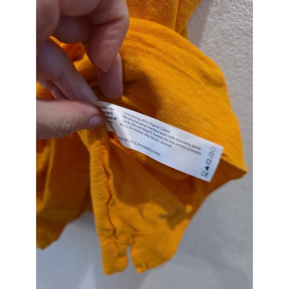 Eileen Fisher Yellow CapSleeve Top SquareNeck SzM Hemp Organic CottonSustainable - Picture 4 of 6